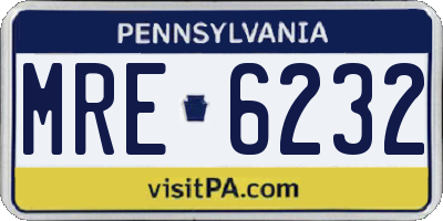 PA license plate MRE6232