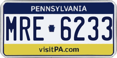 PA license plate MRE6233