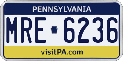 PA license plate MRE6236