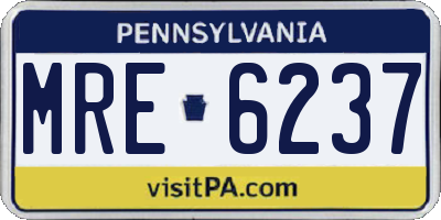 PA license plate MRE6237
