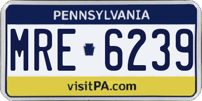 PA license plate MRE6239