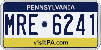 PA license plate MRE6241