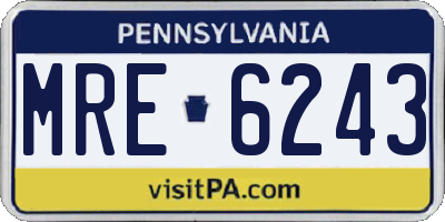 PA license plate MRE6243