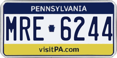 PA license plate MRE6244