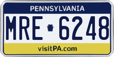 PA license plate MRE6248