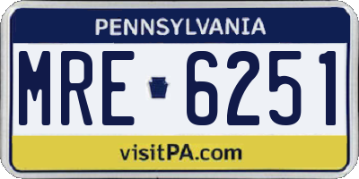 PA license plate MRE6251