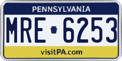PA license plate MRE6253