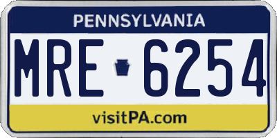 PA license plate MRE6254