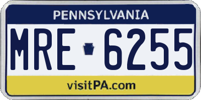 PA license plate MRE6255