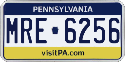 PA license plate MRE6256