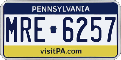 PA license plate MRE6257