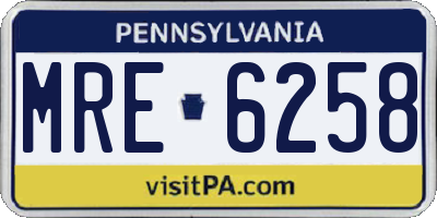 PA license plate MRE6258