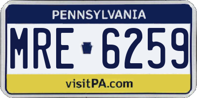 PA license plate MRE6259