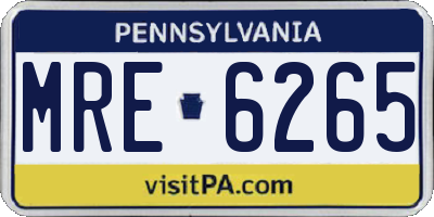 PA license plate MRE6265