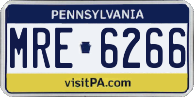 PA license plate MRE6266