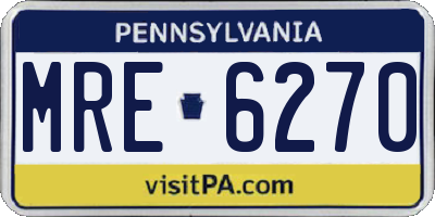 PA license plate MRE6270