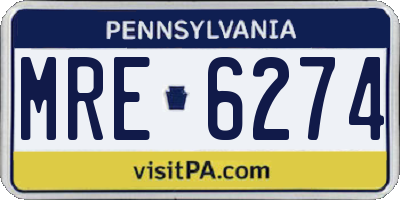 PA license plate MRE6274