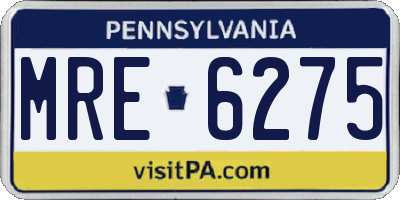 PA license plate MRE6275