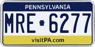 PA license plate MRE6277
