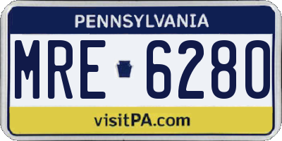 PA license plate MRE6280