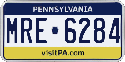 PA license plate MRE6284