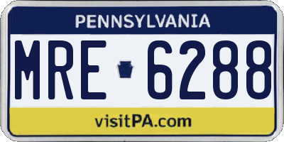 PA license plate MRE6288