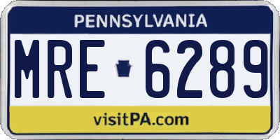 PA license plate MRE6289