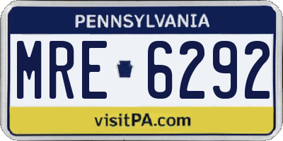 PA license plate MRE6292