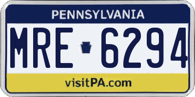 PA license plate MRE6294
