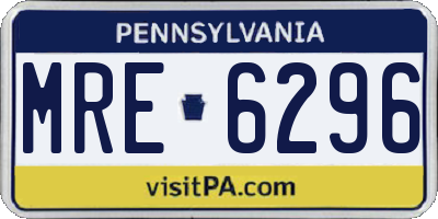 PA license plate MRE6296
