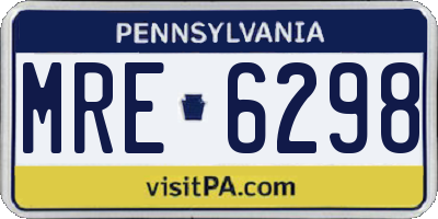 PA license plate MRE6298