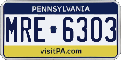 PA license plate MRE6303