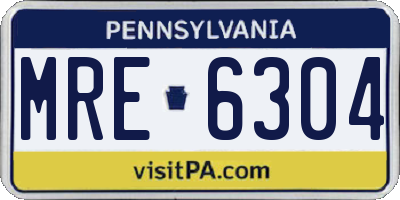 PA license plate MRE6304