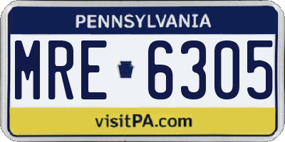PA license plate MRE6305