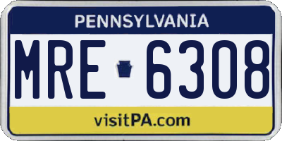 PA license plate MRE6308