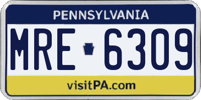 PA license plate MRE6309