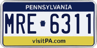 PA license plate MRE6311