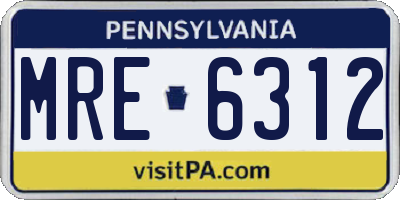 PA license plate MRE6312