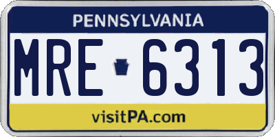 PA license plate MRE6313