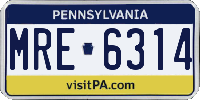PA license plate MRE6314