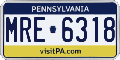 PA license plate MRE6318