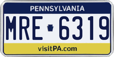PA license plate MRE6319