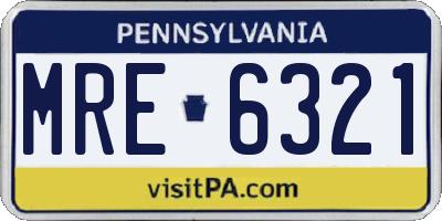 PA license plate MRE6321