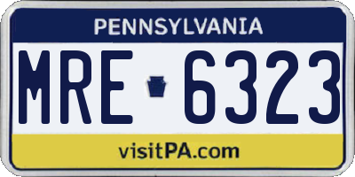 PA license plate MRE6323