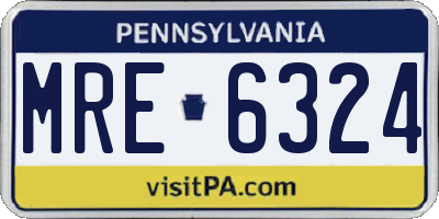 PA license plate MRE6324