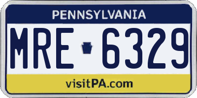 PA license plate MRE6329