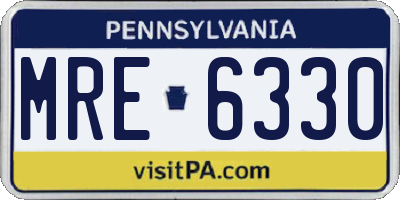 PA license plate MRE6330