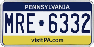 PA license plate MRE6332