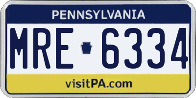 PA license plate MRE6334