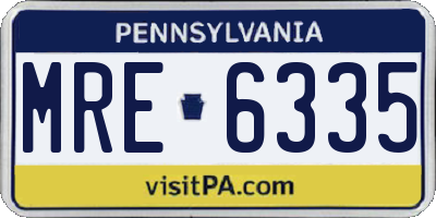PA license plate MRE6335